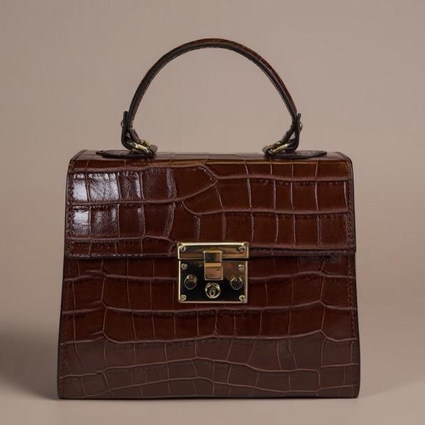 Sac Paola en cuir embossage façon croco, coloris cognac — orme.