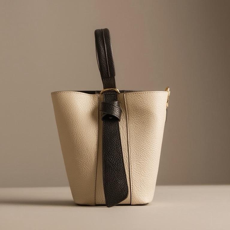 Sac Ornella en cuir de vachette, coloris crème et noir — orme.