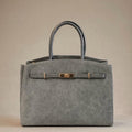 Grand sac Simona en cuir de vachette et daim, coloris bleu jean — orme.