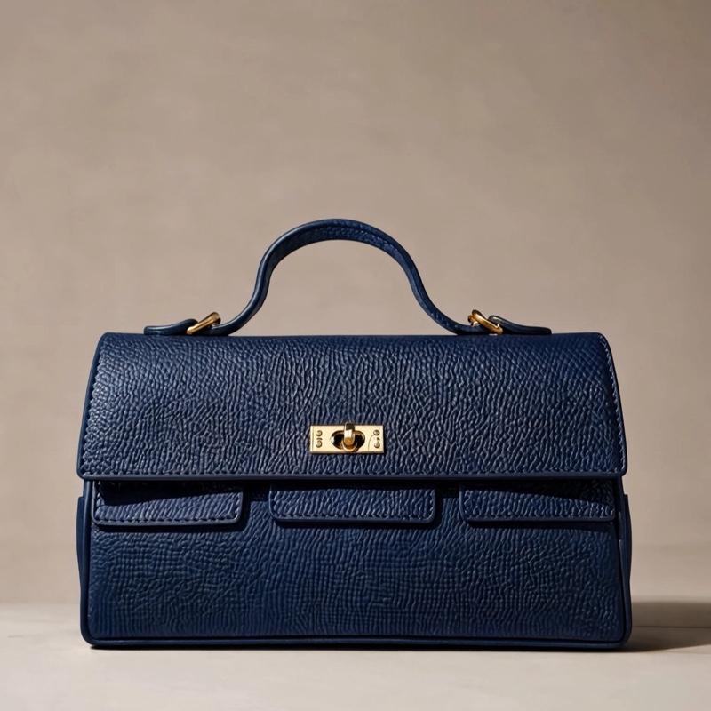 Sac Veronica en cuir de vachette, coloris bleu — orme.
