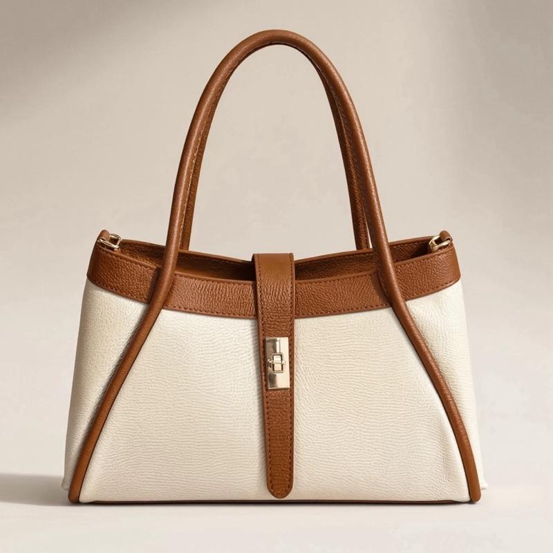 Sac Elena en cuir de vachette, coloris crème et cognac — orme.