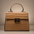 Sac Paola en cuir embossage façon croco, coloris beige — orme.