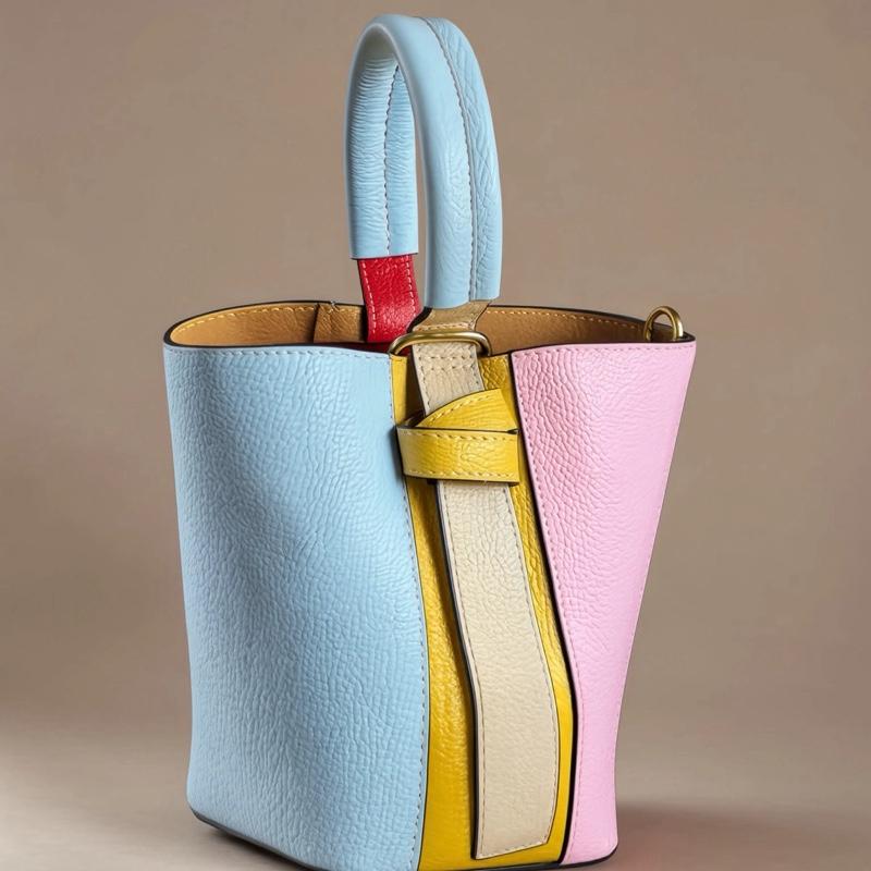 Sac Ornella en cuir de vachette, coloris multicolore bleu et rose — orme.