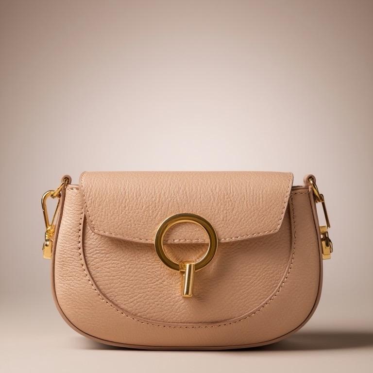 Petit sac Erica en cuir de vachette, détail du grain du cuir — orme.