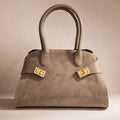 Sac à main Gabriella en cuir de vachette et daim — orme.