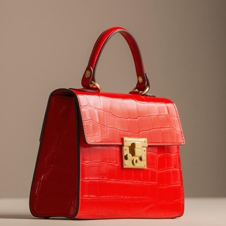 Sac Paola en cuir embossage façon croco, coloris rouge — orme.
