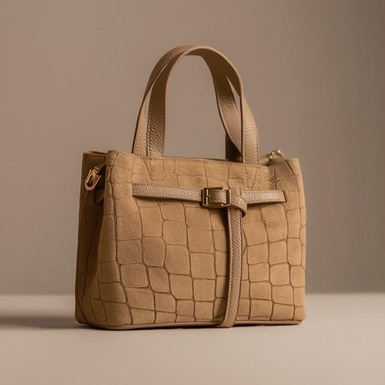 Sac à main Beatrice en cuir de vachette et nubuck, fabriqué en Italie — orme.