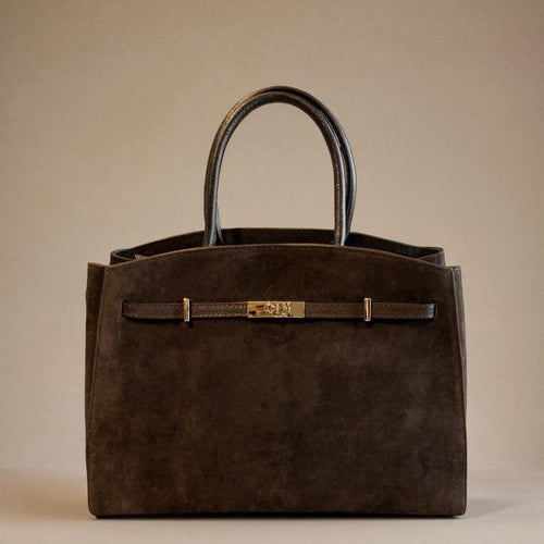 Grand sac Simona en cuir de vachette et daim, coloris marron chocolat — orme.