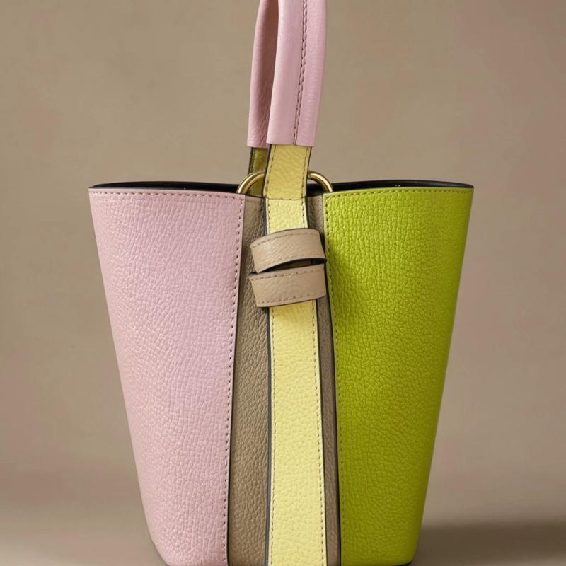 Sac Ornella en cuir de vachette, coloris multicolore vert et rose — orme.